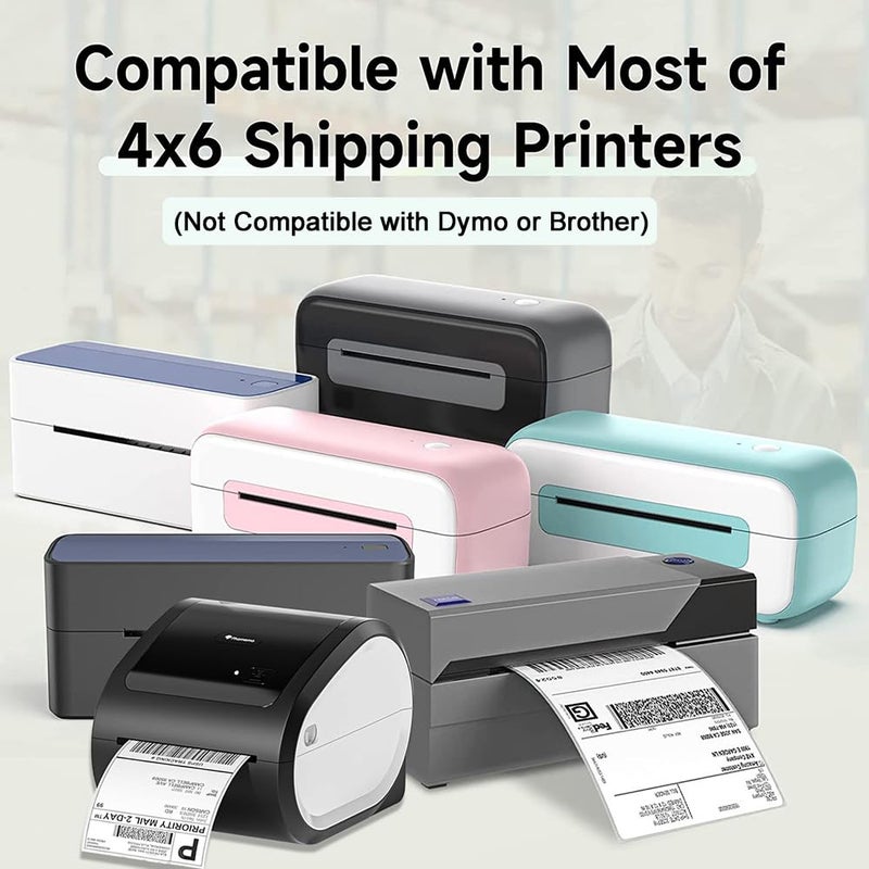 Memoking ملصقات حزمة Memoking - ملصقات حرارية قابلة للطي مقاس 4 بوصات × 6 بوصات، ملصق شحن مباشر ذاتي اللصق، ورق طابعة ملصقات حرارية خالية من BPA، متوافق مع Rollo وMUNBYN وZebra وFargo، 500 قطعة - وردي - Image 3